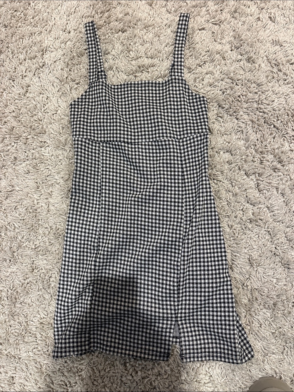 Tilly's Black and White Gingham Square-Neck Mini Dress